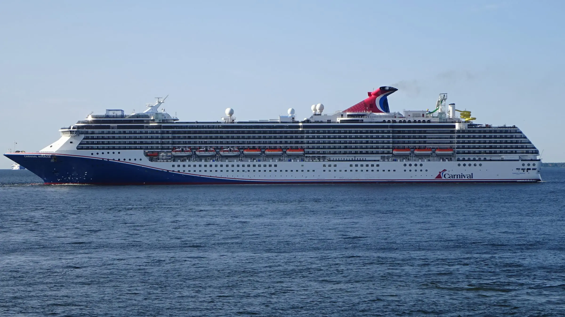Carnival Miracle under way in Tallinn Bay, Estonia, in June 2025